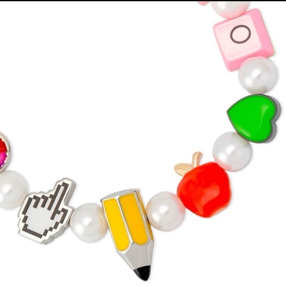 BETSEY JOHNSON SET Back to School Charm & Faux Pearl Necklace & Bracelet NEW NWT - Picture 16 of 16